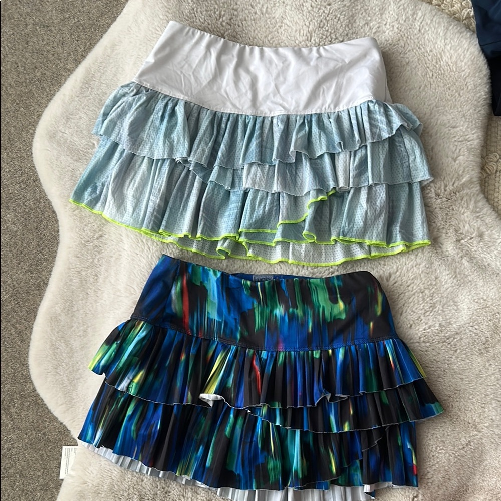 2 Lucky in Love Blue Bubble Mini Skirt with Ruffled Tiers